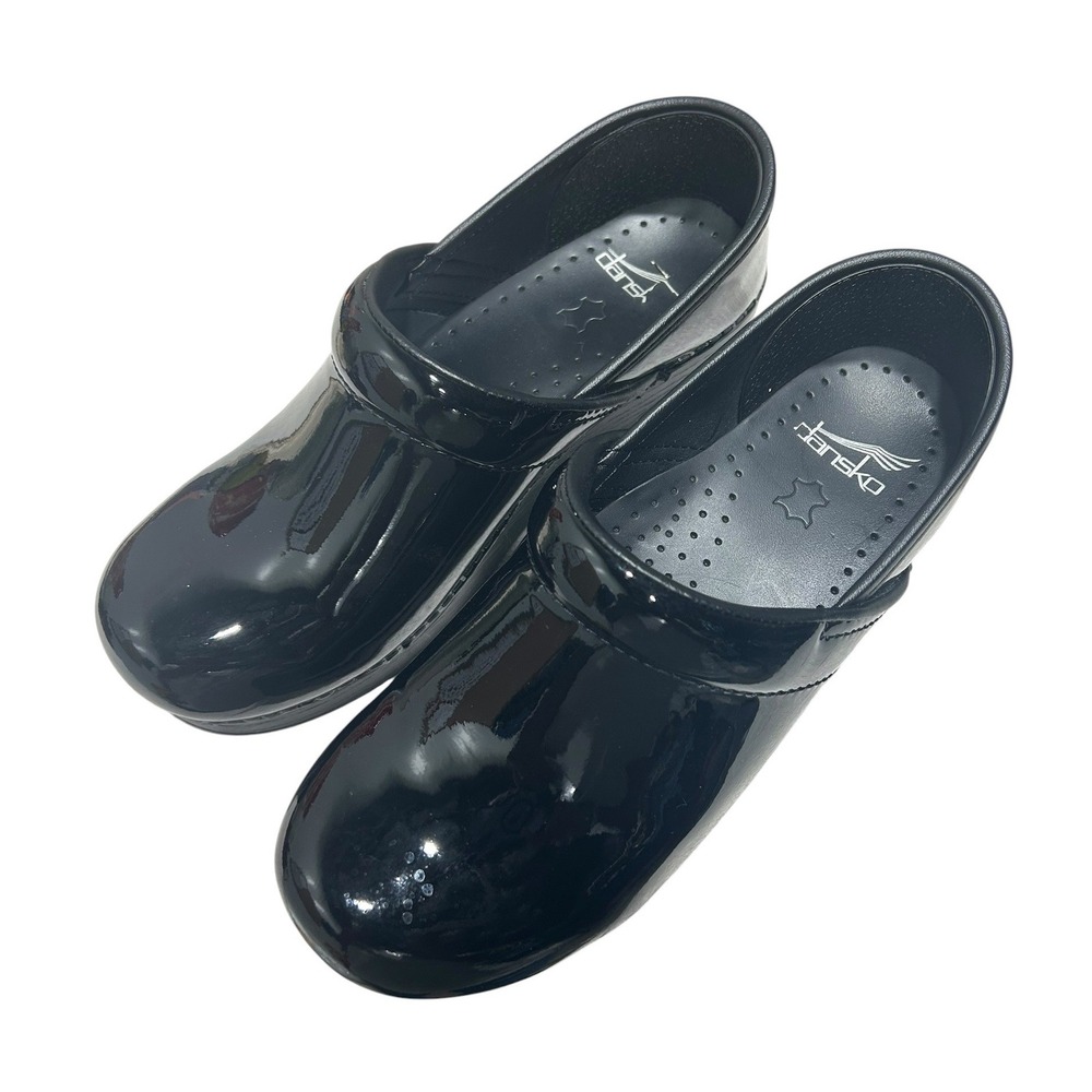 Dansko Professional Patent Black Leather Clogs Shoes 406-020202 EU 37 work nurse